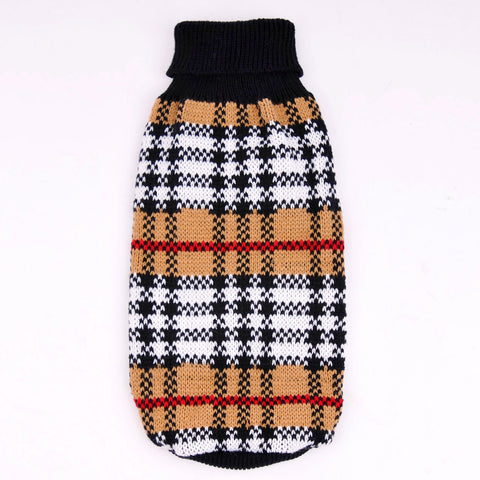 Autumn And Winter High-End Pet Sweater Classic Plaid Pattern Pet Winter Clothes