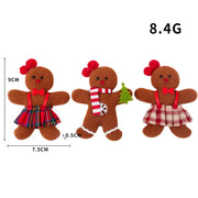 Christmas Decoration Gingerbread Man Doll Pendant Christmas Tree Decoration Accessories Hanging Small Pendant Set of 3