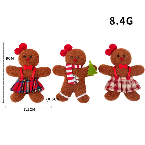 Christmas Decoration Gingerbread Man Doll Pendant Christmas Tree Decoration Accessories Hanging Small Pendant Set of 3