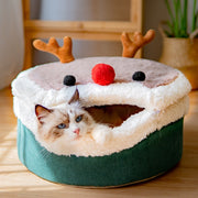 Cat Nest Closed Winter Warm Cat House Removable and Washable Lamb Fleece Cute Winter Cat Nest