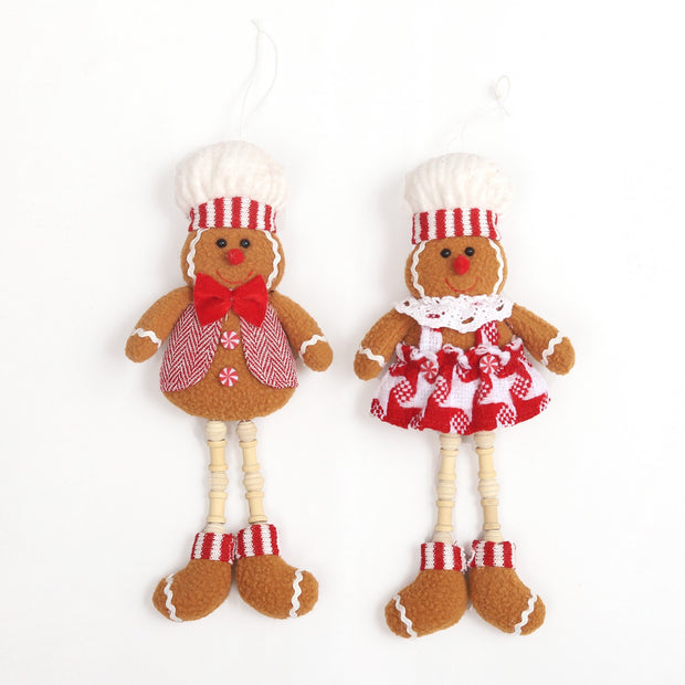 Christmas Decoration Couple Gingerbread Man Doll Cloth Doll Decoration Chef Biscuit Man Doll Pendant