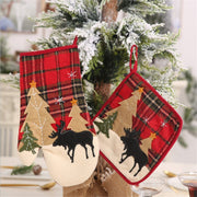 Christmas decoration supplies checkered cloth adhesive cloth insulated gloves microwave oven gloves