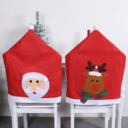 Christmas Chair Cover White Bearded Santa Claus Chair Cover Classic Red Green Checkered Elk Chair Cover