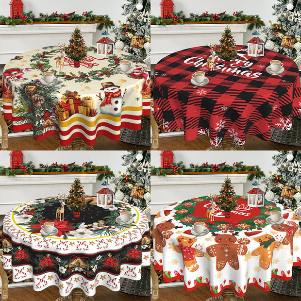 Christmas circular tablecloth home decoration indoor and outdoor desktop decoration cloth