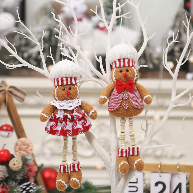 Christmas Decoration Couple Gingerbread Man Doll Cloth Doll Decoration Chef Biscuit Man Doll Pendant