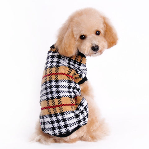 Autumn And Winter High-End Pet Sweater Classic Plaid Pattern Pet Winter Clothes