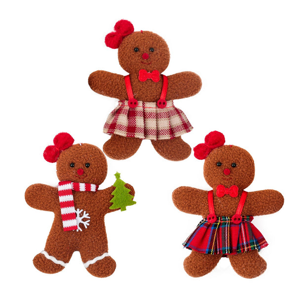 Christmas Decoration Gingerbread Man Doll Pendant Christmas Tree Decoration Accessories Hanging Small Pendant Set of 3