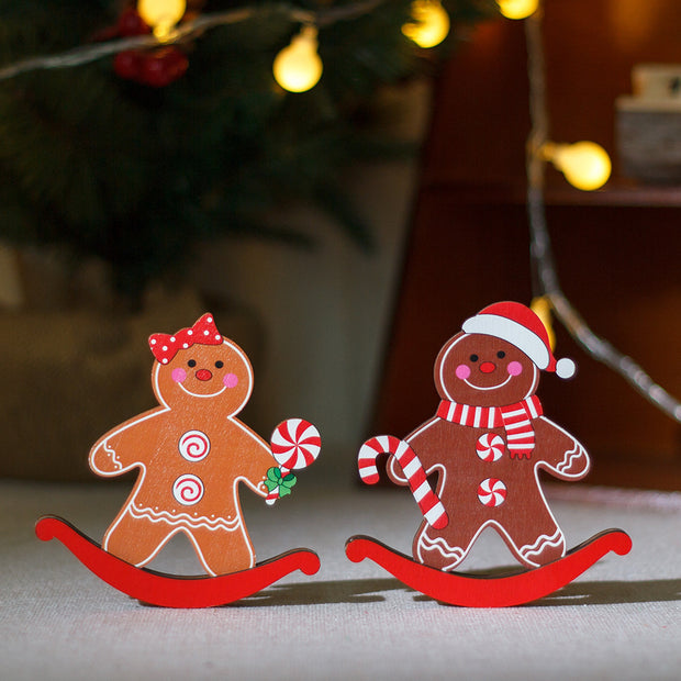 Christmas decorations desktop ornaments Christmas gifts wooden gingerbread figurine