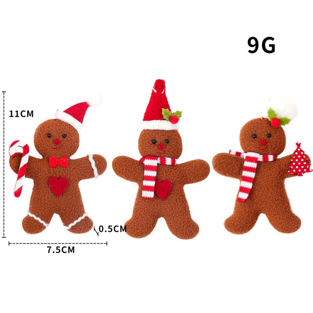 Christmas Decoration Gingerbread Man Doll Pendant Christmas Tree Decoration Accessories Hanging Small Pendant Set of 3