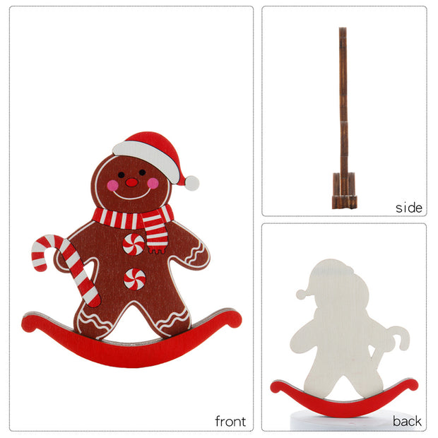 Christmas decorations desktop ornaments Christmas gifts wooden gingerbread figurine