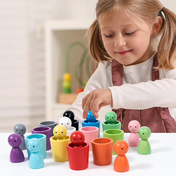 Children's Color Little People Classification Cup Stacking Joy Kindergarten Baby Hand Eye Coordination Training Puzzle Toy