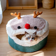 Cat Nest Closed Winter Warm Cat House Removable and Washable Lamb Fleece Cute Winter Cat Nest