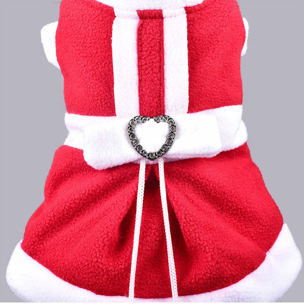 Classic Style Pet Christmas Clothes Bow Knot Shaped Dog Transformation Dress