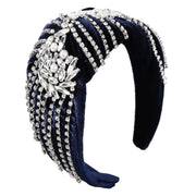 Autumn And Winter New Style Gold Velvet Cloth Cloth Diamond Inlaid Flower Hair Hoop Women's Wide Edge Knot Headband Hair Accessories